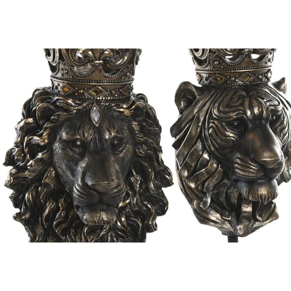 Prydnadsfigur Home ESPRIT Mörkbrun Lejonet Krona 21 x 18 x 44 cm (2 antal)
