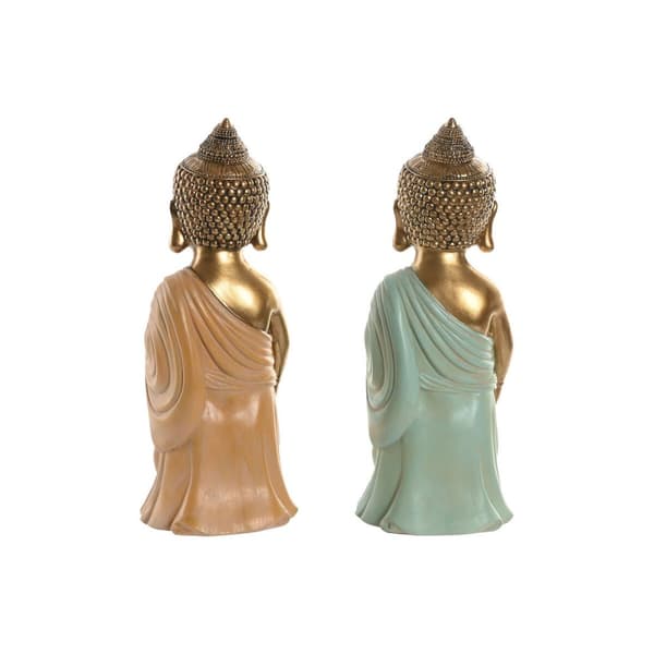 Prydnadsfigur Home ESPRIT Grön Rosa Buddha Orientalisk 10 x 8 x 24 cm (2 antal)