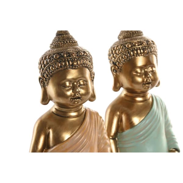 Prydnadsfigur Home ESPRIT Grön Rosa Buddha Orientalisk 10 x 8 x 24 cm (2 antal)