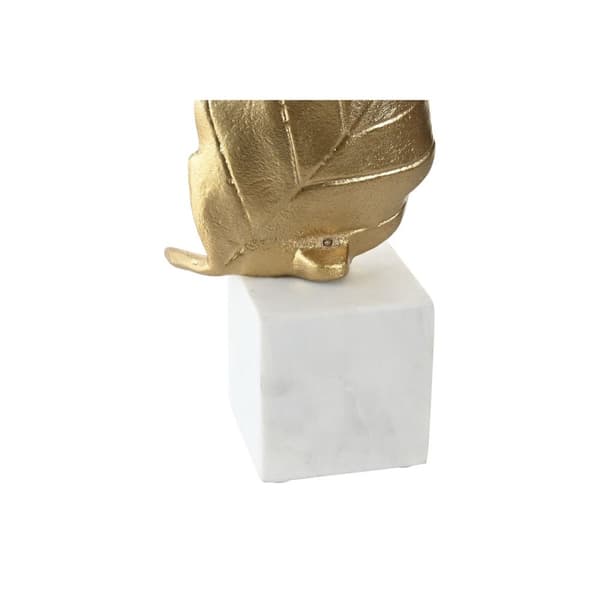 Prydnadsfigur Home ESPRIT Vit Gyllene Löv av en växt 20 x 7 x 22 cm