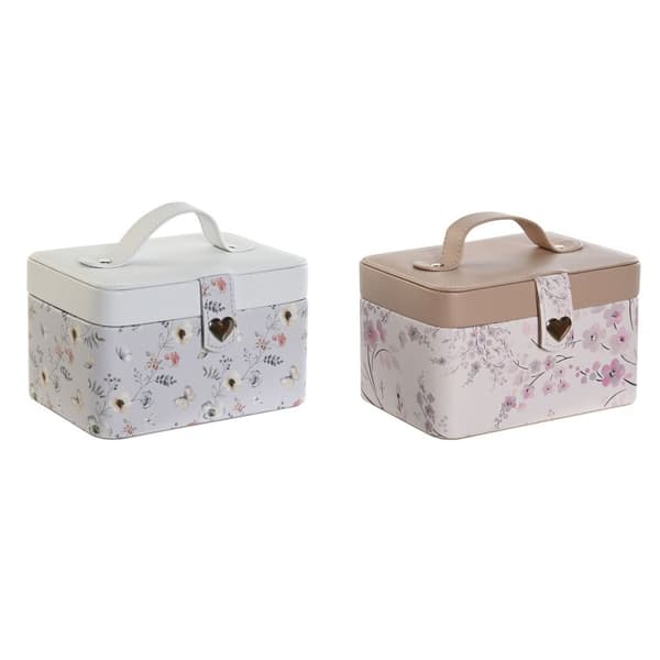 Smyckeskrin DKD Home Decor Blå Grå Kamel Ljusrosa Polyuretan Speglar 17 x 12 x 10 cm (2 antal)