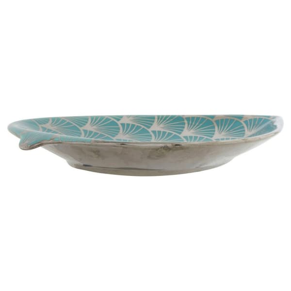 Borddekoration DKD Home Decor 27,5 x 16 x 3 cm Turkisblå Orientalsk Chromsalt Blad af en plante