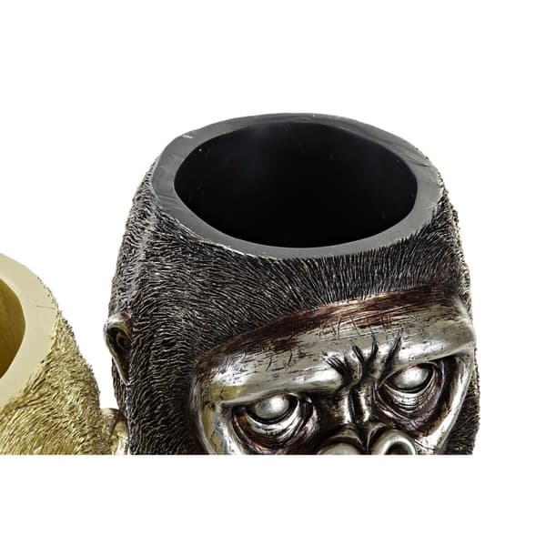 Dekorativ figur DKD Home Decor 20 x 24,5 x 18,5 cm Sølvfarvet Gylden Kolonistil Gorilla (2 enheder)
