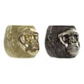 Miniatyrbillede 1 af 4: Dekorativ figur DKD Home Decor 20 x 24,5 x 18,5 cm Sølvfarvet Gylden Kolonistil Gorilla (2 enheder)