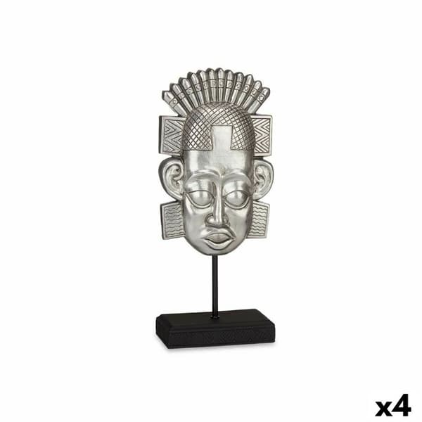 Dekorativ figur Indianer mand Sølvfarvet 17,5 x 36 x 10,5 cm (4 enheder)