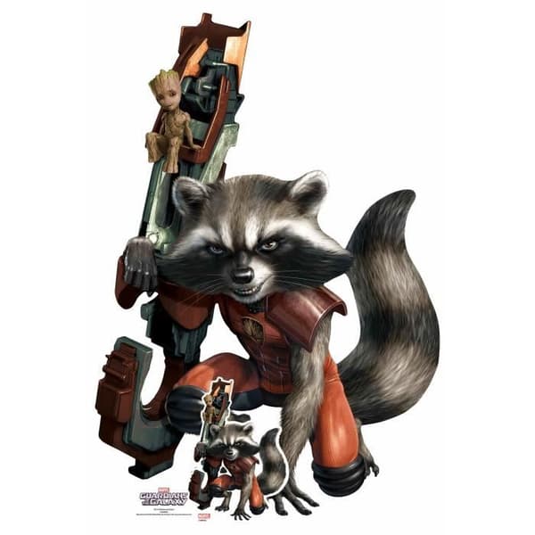 Pappfigur i livsstorlek av Rocket och Baby Groot Comics Disney Marvel H 133 CM