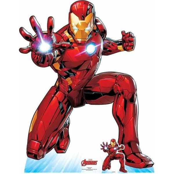 Figur i kartong i verklig storlek Iron Man Comics i strid Disney H 130 CM