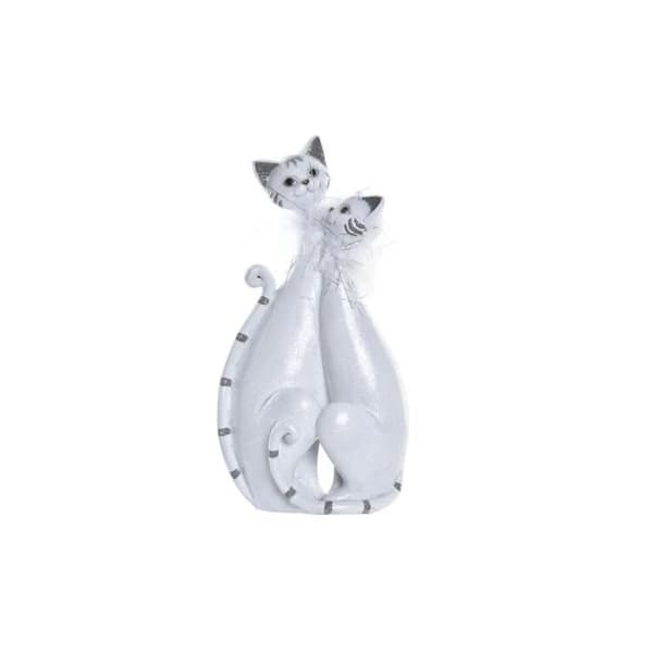 dekorativ statyett 15 x 10 x 29 cm vita romantiska katter