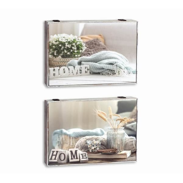 Dekorationslåda DKD Home Decor Home Beige Trä MDF Räknare (2 antal)