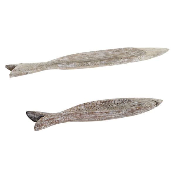 Bordsdekoration DKD Home Decor 74 x 12 x 4,5 cm Antikbehandlad Brun Fisk Medelhavs (2 antal)