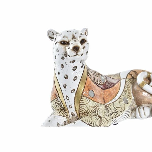 Koristehahmo DKD Home Decor Valkoinen Oranssi Leopardi Siirtomaatyylinen 24 x 10 x 12 cm