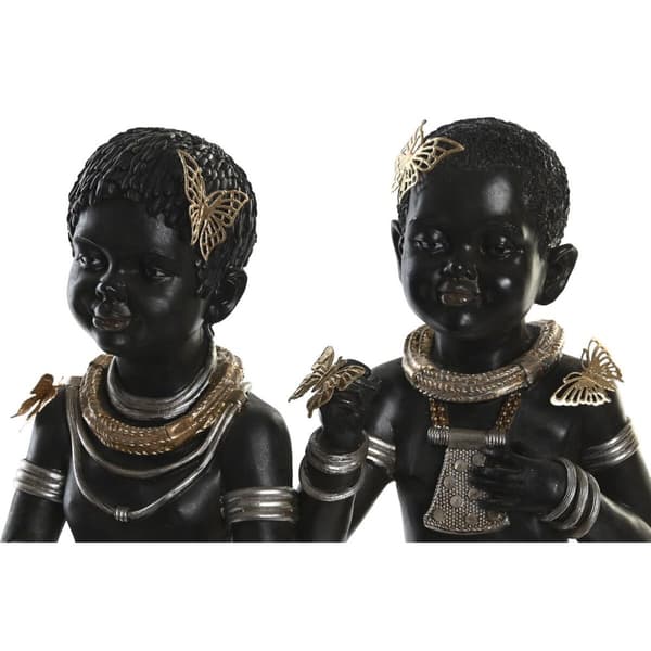 Koristehahmo DKD Home Decor 20,5 x 18 x 35 cm Musta Siirtomaatyylinen Afrikkalainen nainen (2 osaa)