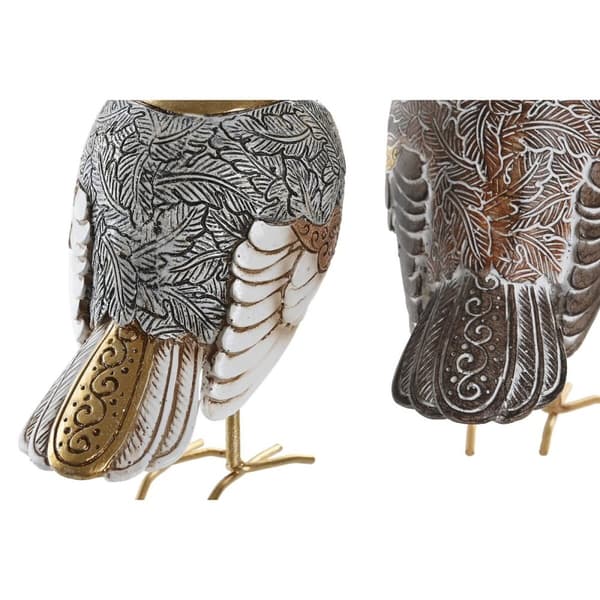 Koristehahmo DKD Home Decor Beige Valkoinen Hartsi Paukštis Moderni (12,5 x 7 x 16 cm) (2 osaa)