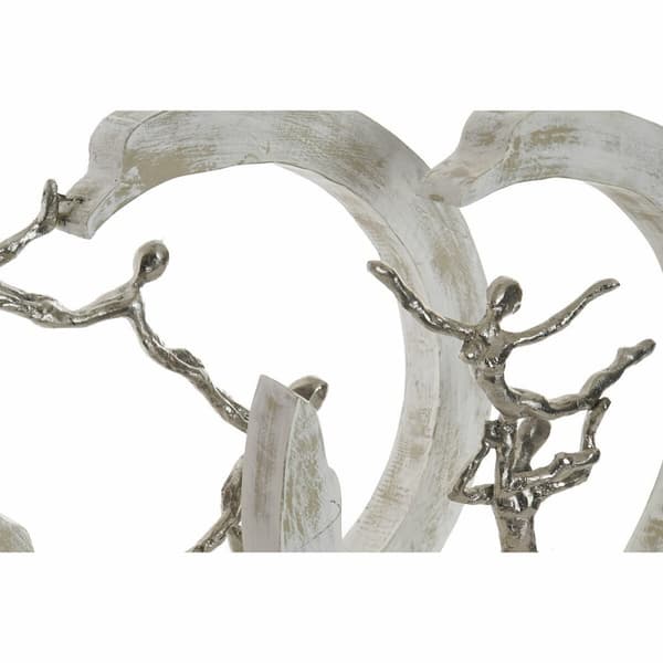 Koristehahmo DKD Home Decor 32,5 x 10 x 47 cm Hopeinen Valkoinen Balettitanssija Moderni Riisuttu (2 osaa)