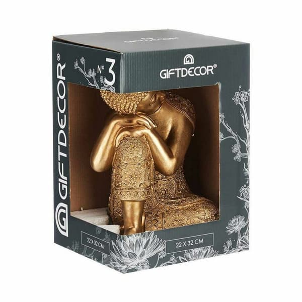 Prydnadsfigur Buddha Sittande Gyllene 20 x 30 x 20 cm (4 antal)