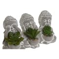Pikkukuva 2 / 3: Koristekasvi Home ESPRIT Polyetyleeni Sementti Buddha Itämainen 8,5 x 7 x 11 cm (3 osaa)