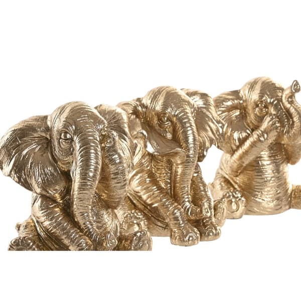 Prydnadsfigur Home ESPRIT Gyllene Elefant 13 x 12 x 14 cm (3 antal)