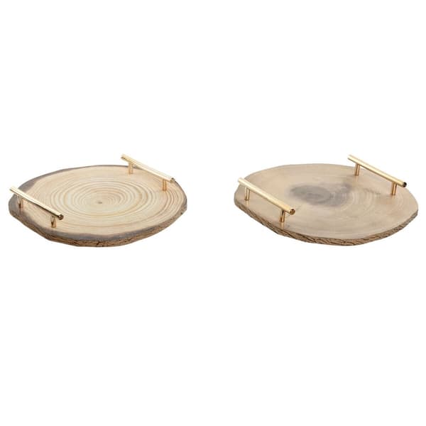 Bordsdekoration Home ESPRIT Brun Gyllene 30 x 30 x 4 cm (2 antal)