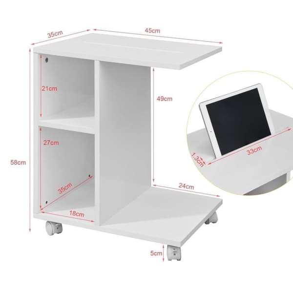 Kaffebord, FBT48-W, 45x35x58 cm, Vit