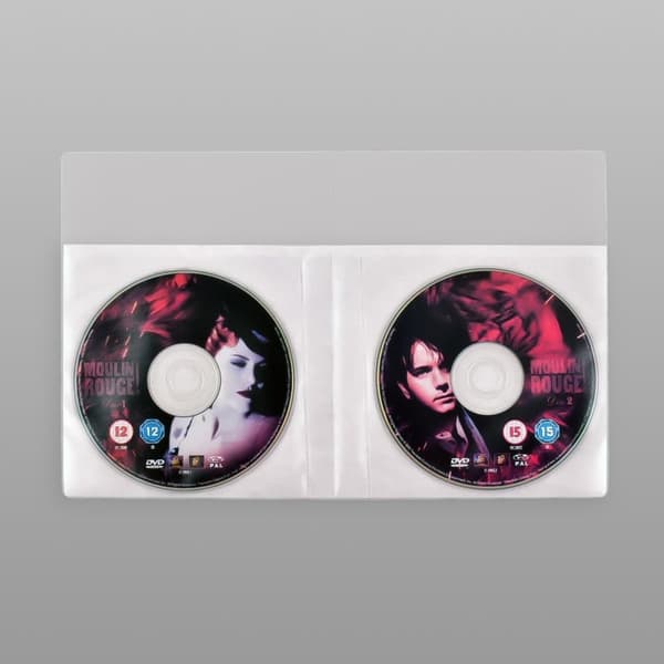 Dobbelt DVD opbevaringslomme med filt - 50 stk.