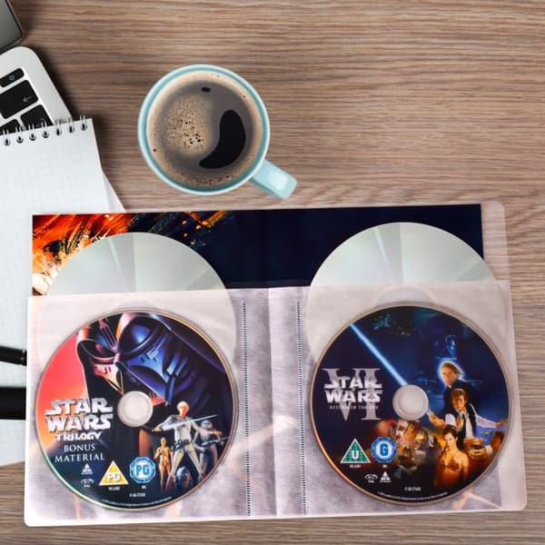 4 disk DVD-lommer med filt - 10 stk.