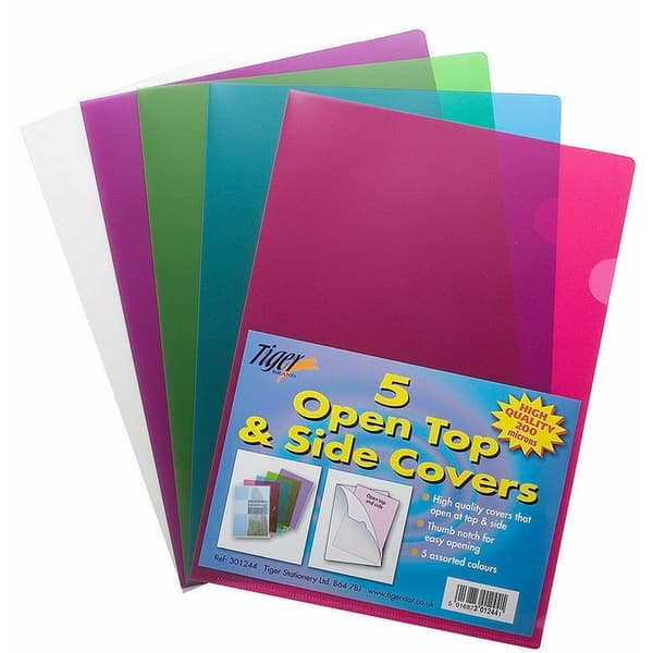 Tiger Stationery A4 Document Wallet (Pack of 5) Multicoloured One Size