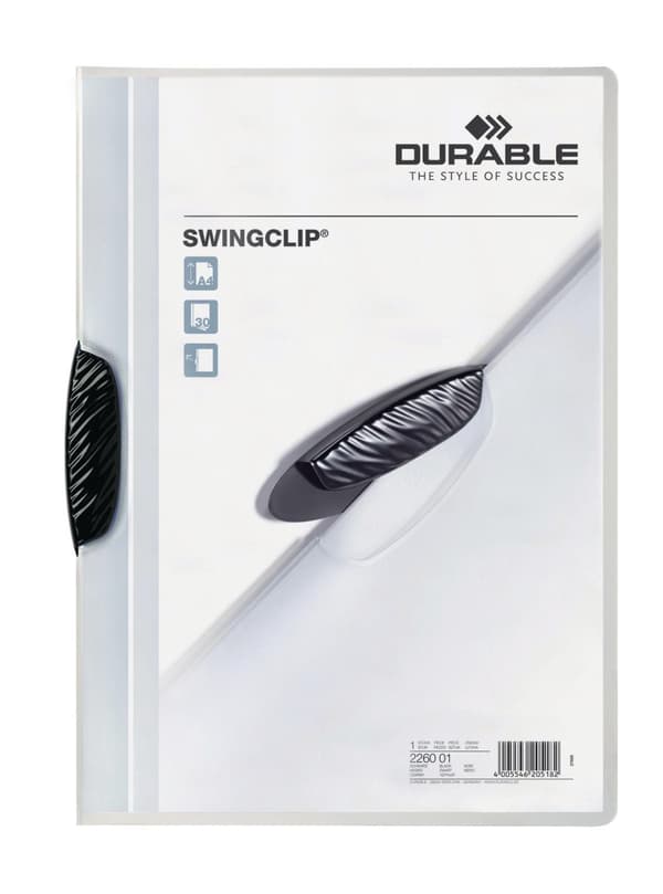 Klämmapp DURABLE Swingclip 2260 A4 sv. 5st