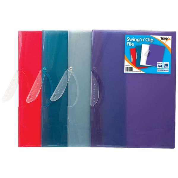 Tiger Stationery A4 Swing ´N´ Clip File (Pack of 5) Multicoloured One Size