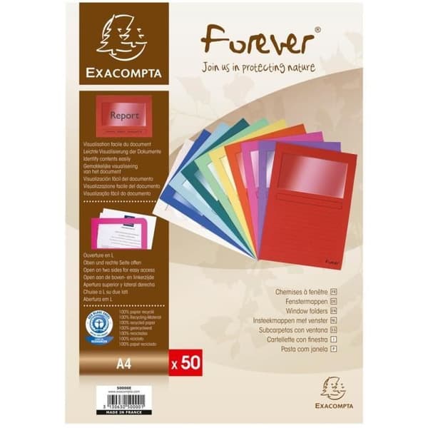 EXACOMPTA 50 "Forever" fönstermappar Blandade färger