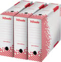 Miniatyrbillede 8 af 8: Esselte Speedbox Sustainable File Box 100 til A4-dokumenter - 10x25x35cm (BxHxL) - 100 % genanvendelig - Hvid/Rød