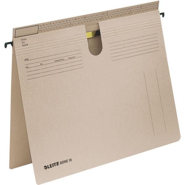 LEITZ SERIE 18 ripustusviilat, Manila-pahvi 250 g/m², harmaa - markkinoille: D / L / A / CH - 50 kpl (1814-00-85)