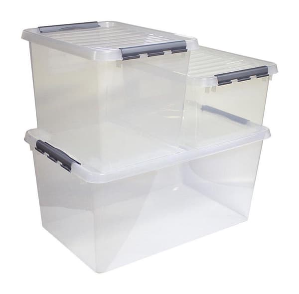 Solgods - Q-line förvaringsbox 52L transparent metall - 50 x 40 x 38 cm