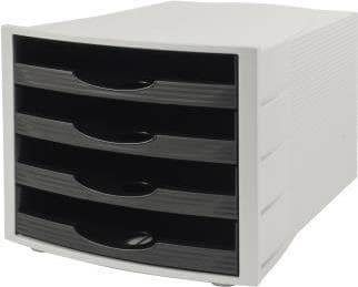 Lådlåda ljusgrå/svart A4 4 öppna lådor svart - kontorsmaterial (1552)