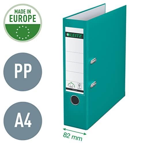 Leitz kvalitetsmapp 180° plast, A4, turkos, 8,2 cm ryggbredd, PP-laminerat omslag, 10105052