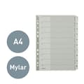 Pikkukuva 2 / 6: Leitz-rekisteri A4, kansilehti ja 10 jakajaa, kielekkeet painettu numeroilla 1-10, rei'itetty reuna ja värilliset kielekkeet, kalvovahvistettu (Mylar)