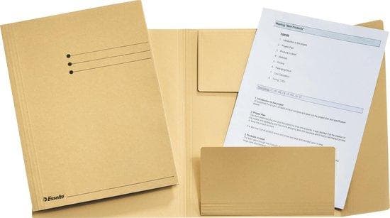 Esselte Juris folder, DIN A4, Manila kartong, 275 g/kvm, sämskskinn med 3 flikar på nedre omslaget, linjetryck på framsidan - 50 st (1033304)