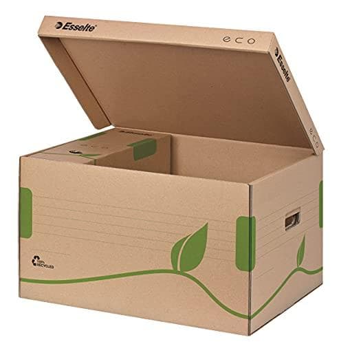 Esselte opbevarings- og transportkasse, topåbning og integreret låg, 100 % genbrugsbølgepap, naturbrun, Eco Archiv-serien, 623918