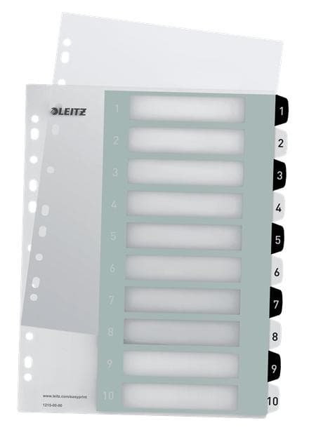 Leitz WOW Tab 1-10 faner genanvendelige A4-format Sort/Hvid