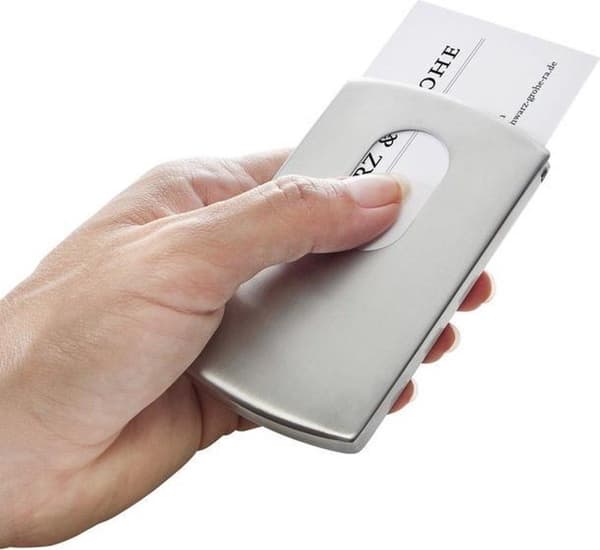 visitkortsfodral Sigel silver "Snap" för kort upp till 91x57mm SI-VZ120