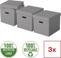 Miniatyrbillede 1 af 4: Esselte Home Sustainable Stor kubeformet opbevaringsboks med låg - Sæt med 3 stykker - 100 % genbrugspap og 100 % genanvendelig - Grå
