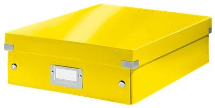 Leitz WOW Click & Store Medium papopbevaringsboks med låg - Pladsbesparende sorteringsboks med rum - 28,1 x 10 x 37 cm (BxHxD) - Ideel til kontor og h