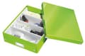 Miniatyrbillede 3 af 4: Leitz WOW Click & Store Medium papopbevaringsboks med låg - Pladsbesparende sorteringsboks med rum - 28,1 x 10 x 37 cm (BxHxD) - Ideel til kontor og h