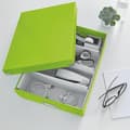 Miniatyrbillede 2 af 4: Leitz WOW Click & Store Medium papopbevaringsboks med låg - Pladsbesparende sorteringsboks med rum - 28,1 x 10 x 37 cm (BxHxD) - Ideel til kontor og h