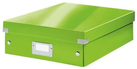 Leitz WOW Click & Store Keskikokoinen pahvisäilytyslaatikko kannella - Tilaa säästävä lajittelulaatikko osastoilla - 28,1 x 10 x 37 cm (LxKxS) - Ihant