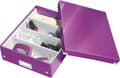 Miniatyrbillede 3 af 5: Leitz WOW Click & Store Medium papopbevaringsboks med låg - Pladsbesparende sorteringsboks med rum - 28,1 x 10 x 37 cm (BxHxD) - Ideel til kontor og h