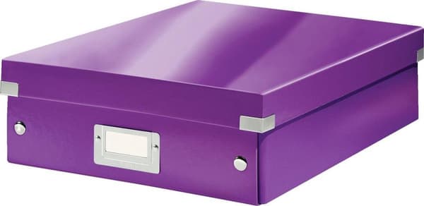 Leitz WOW Click & Store Medium papopbevaringsboks med låg - Pladsbesparende sorteringsboks med rum - 28,1 x 10 x 37 cm (BxHxD) - Ideel til kontor og h