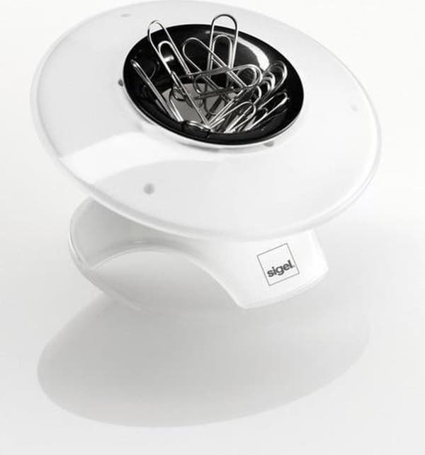 sigel clips dispenser EYE:STYLE, hvid - sort plastik-akryl kombination, rund form (SA101)