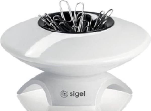 sigel clips dispenser EYE:STYLE, hvid - sort plastik-akryl kombination, rund form (SA101)