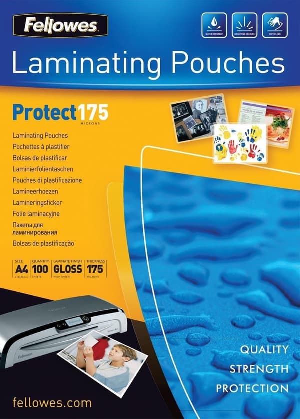 Fellowes Protect A4-lamineringsfilm, blank, 175 mikron, 100 stycken
