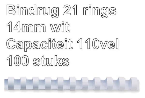 Sidos selkä gbc 14 mm 21-rengas a4 valkoinen